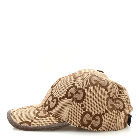 Cheap GUCCI Monogram Jumbo GG Baseball Hat M 57 Camel Ebony 0118