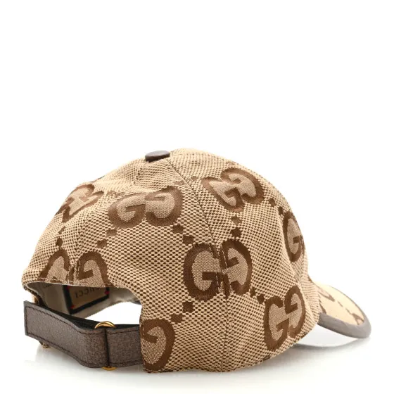 Cheap GUCCI Monogram Jumbo GG Baseball Hat M 57 Camel Ebony 0118