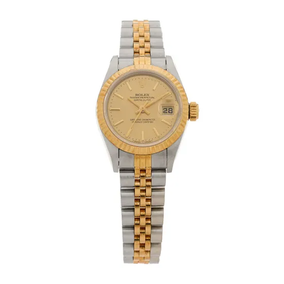 Affordable ROLEX Stainless Steel 18K Yellow Gold 26mm Oyster Perpetual Datejust Watch Champagne 69173 0115