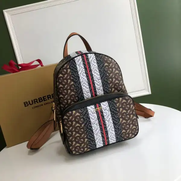 BURBERRY TMONOGRAM STRIPE PRINT E-CANVAS BACKPACK 0125