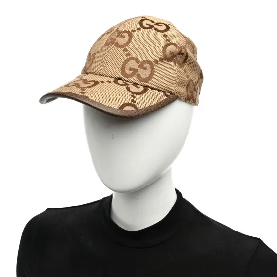 Cheap GUCCI Monogram Jumbo GG Baseball Hat M 57 Camel Ebony 0118