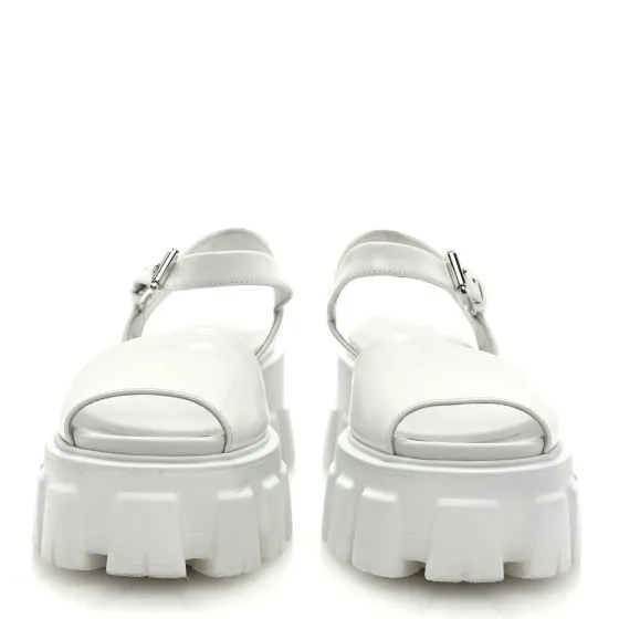 Cheap PRADA Spazzolato Monolith 55mm Sandals 35 White 0112