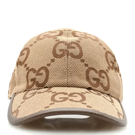 Cheap GUCCI Monogram Jumbo GG Baseball Hat M 57 Camel Ebony 0118