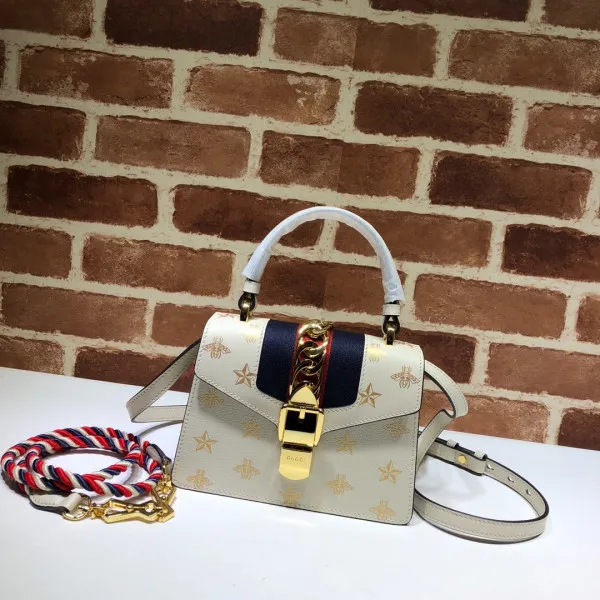 GUCCI Sylvie Bee Star mini leather bag 0121