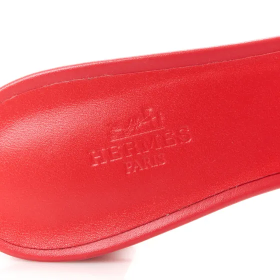 Affordable HERMES Calfskin Oasis Sandals 37.5 Rouge Rubis 0117