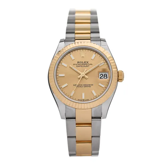 ROLEX Stainless Steel 18K Yellow Gold 31mm Oyster Perpetual Datejust Watch Champagne 278273 0115