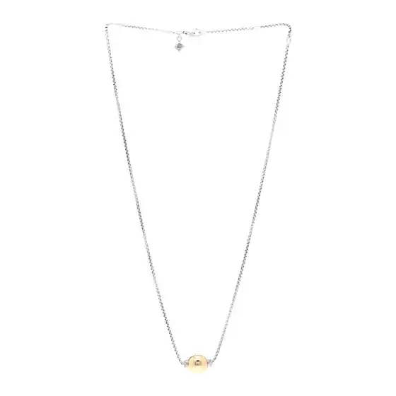 Cheap DAVID YURMAN Sterling Silver 18K Yellow Gold Diamond 10mm Solari Pendant Necklace 0129