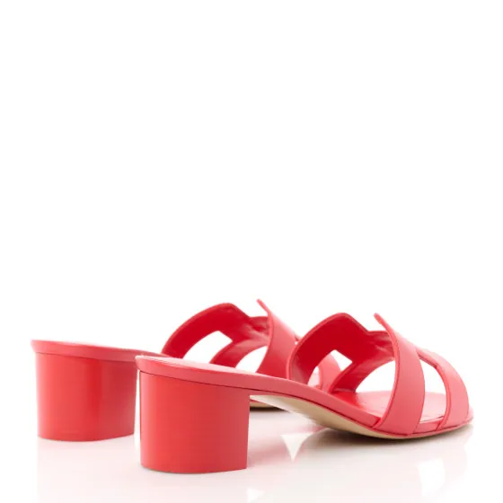 Affordable HERMES Calfskin Oasis Sandals 37.5 Rouge Rubis 0117