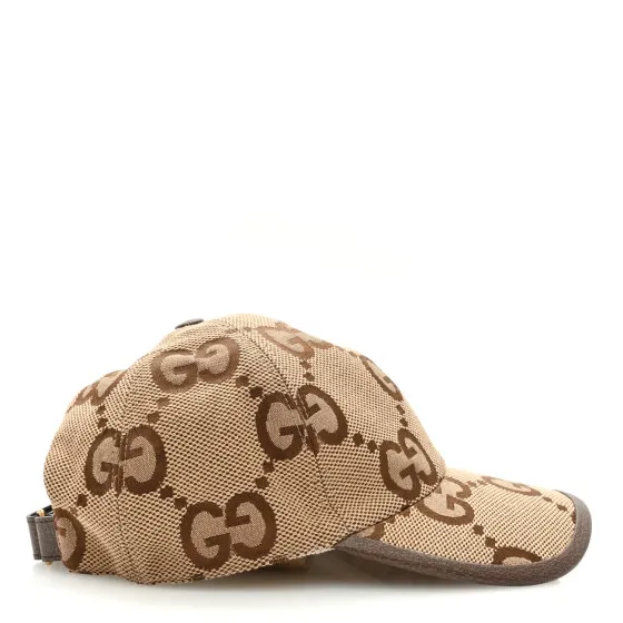 Cheap GUCCI Monogram Jumbo GG Baseball Hat M 57 Camel Ebony 0118