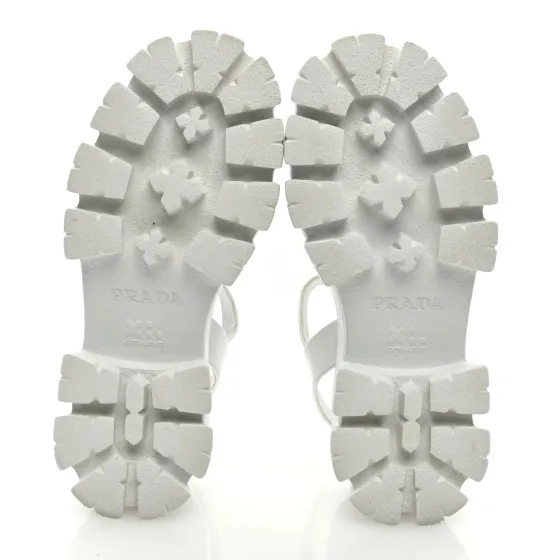 Rep PRADA Spazzolato Monolith 55mm Sandals 35 White 0117