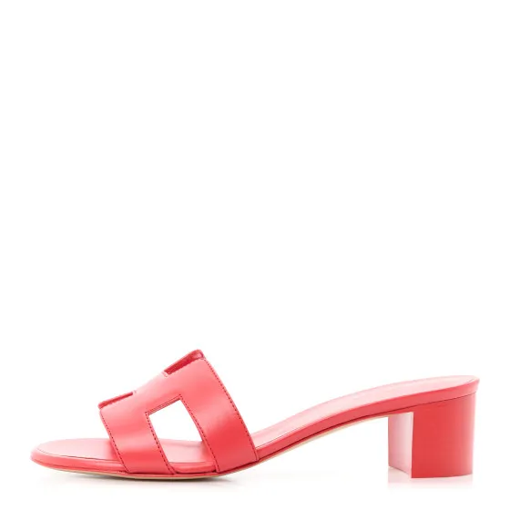 Affordable HERMES Calfskin Oasis Sandals 37.5 Rouge Rubis 0117