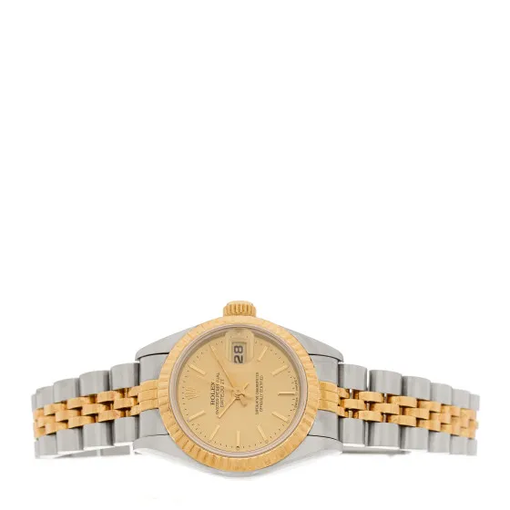 Affordable ROLEX Stainless Steel 18K Yellow Gold 26mm Oyster Perpetual Datejust Watch Champagne 69173 0115