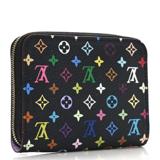 Affordable LOUIS VUITTON Monogram Multicolor Zippy Coin Purse Black Violet 0118