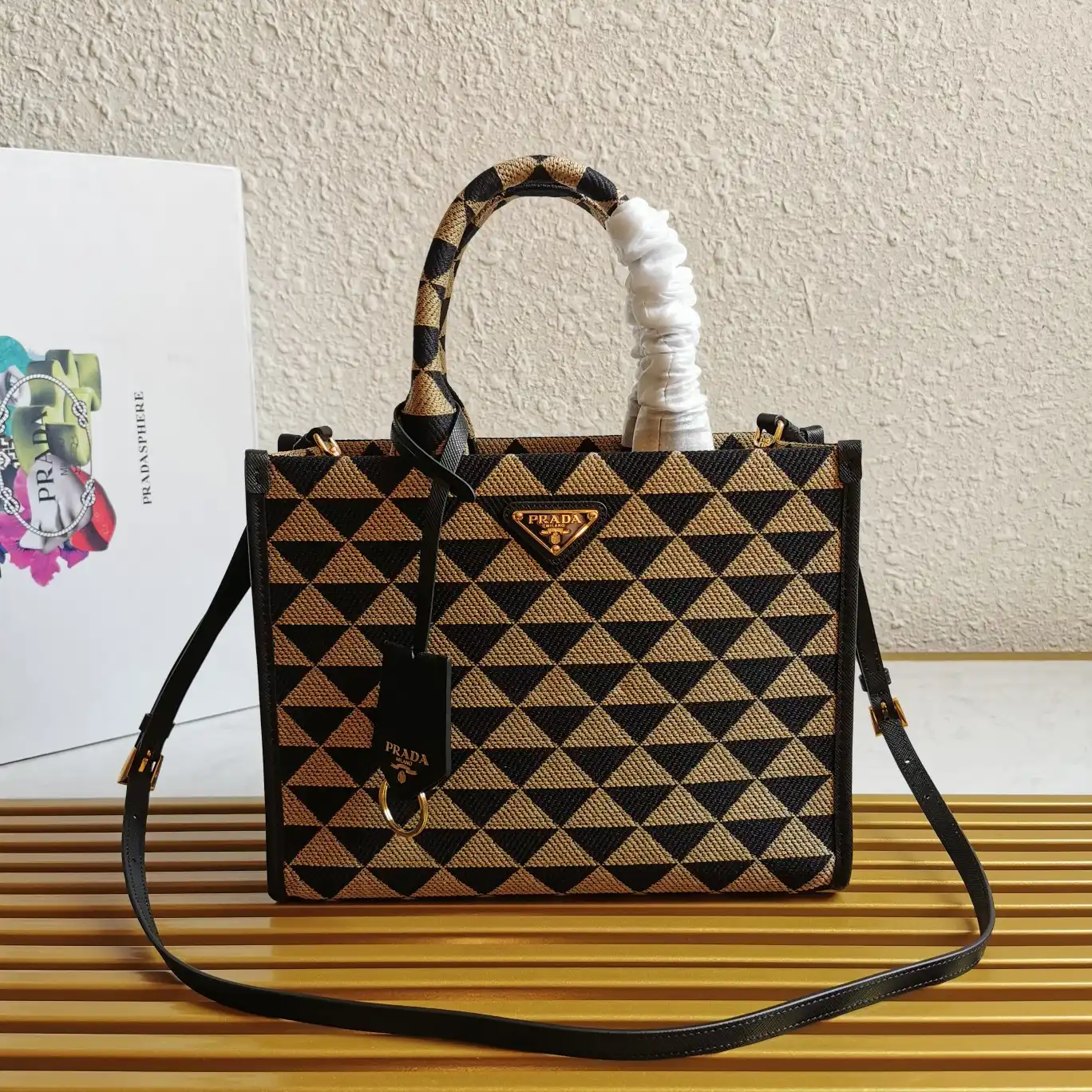 PRADA SMALL Symbole jacquard fabric handbag 0202